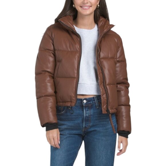 S13 Faux Leather Puffer Coat - Picture 1 of 2